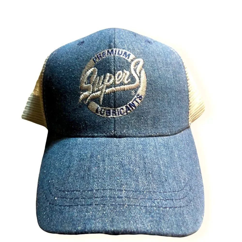 Super S Premuim Lubricants Logo Denim Hat Cap Mesh Snapback NWOT